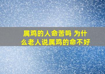 属鸡的人命苦吗 为什么老人说属鸡的命不好